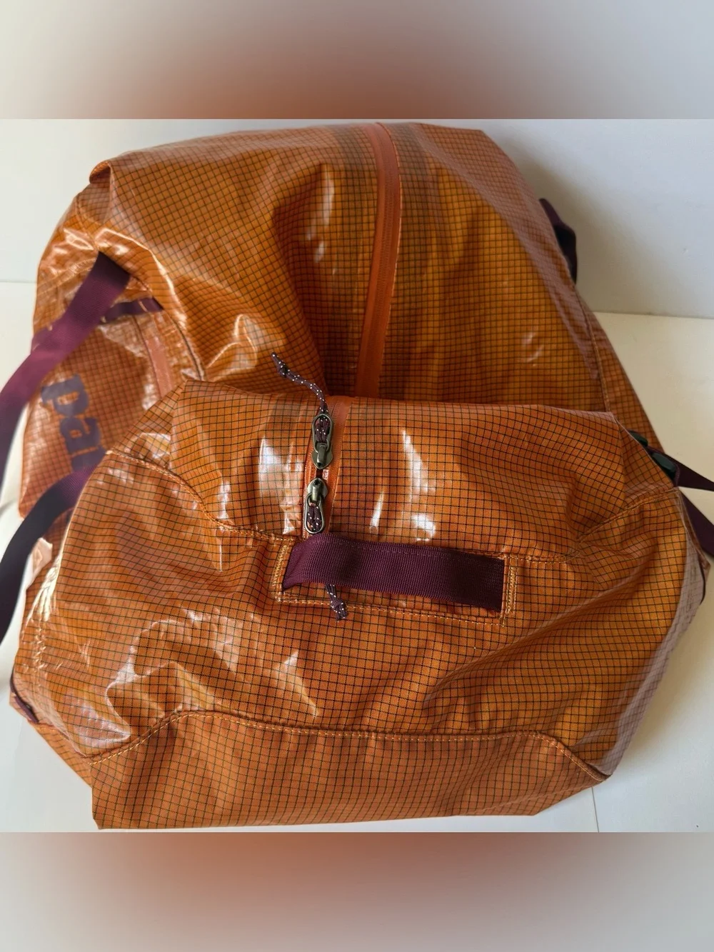 Patagonia Lightweight Black Hole 45L Duffle Bag or Backpack Orange Ripstop Nylon